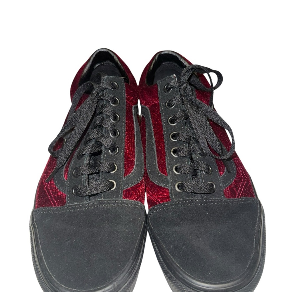 Vans Black and Red Velvet Women's Athletic Shoes - Picture 2 of 8